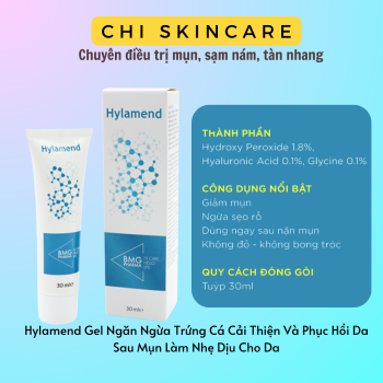 Hylamend 30ml – Gel Hỗ Trợ Bảo Vệ Da, Phục Hồi Da Sau Mụn [Chính Hãng]