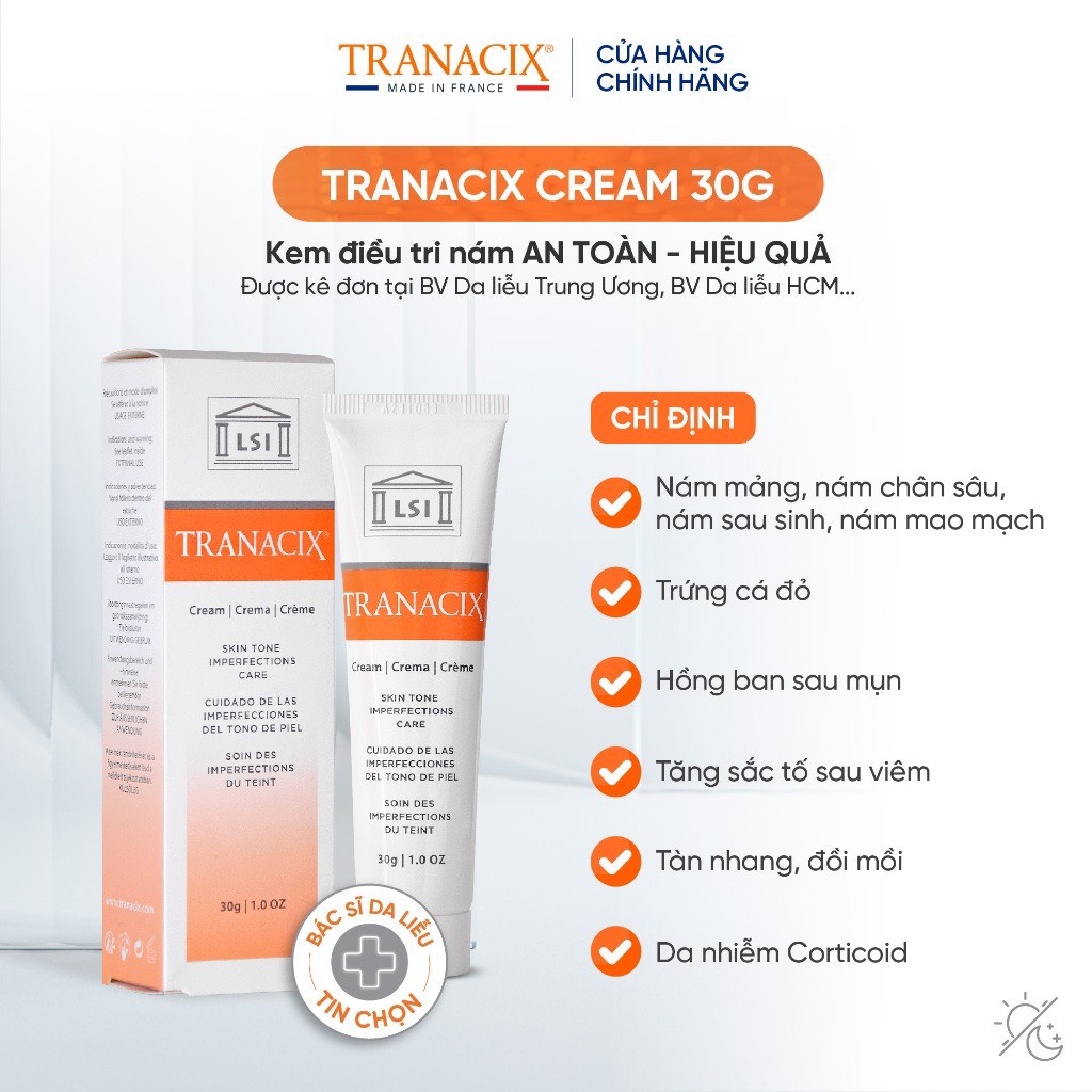 [Hàng công ty] Kem giảm nám tàn nhang sáng da Tranacix cream 30g