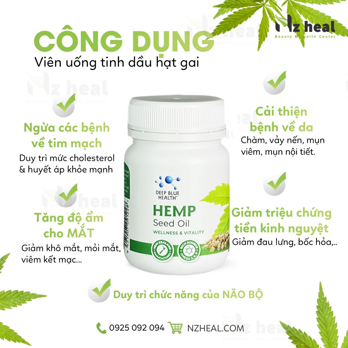 Viên Tinh Dầu Hạt Gai Dầu Deep Blue Health Hemp Seed Oil (30 viên/ 60 viên)